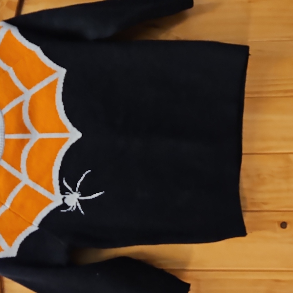 Women's Halloween Spider Web Sweater - Black and Orange